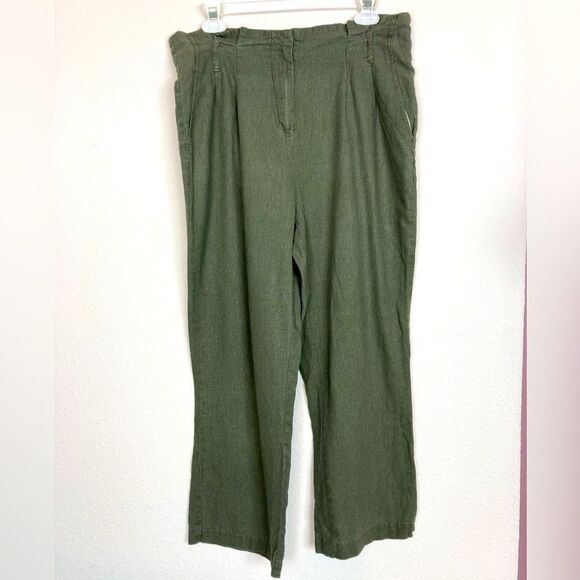 Ci Sono linen/rayon cool cropped trousers with darts not pleats fitted waist - Picture 2 of 8